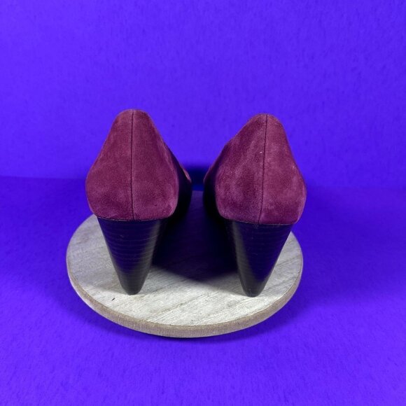 Cole Haan Women's Burgundy Red Suede Round Toe Wedge Pumps Shoe Size 6 - Picture 4 of 10